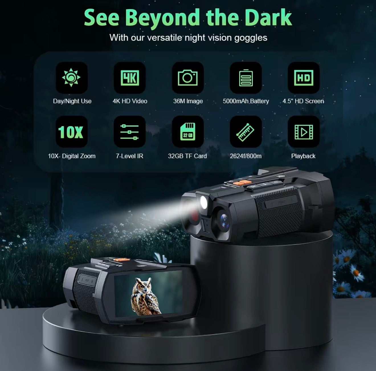 NightScope 4K Binoculars for Day and Night Exploration