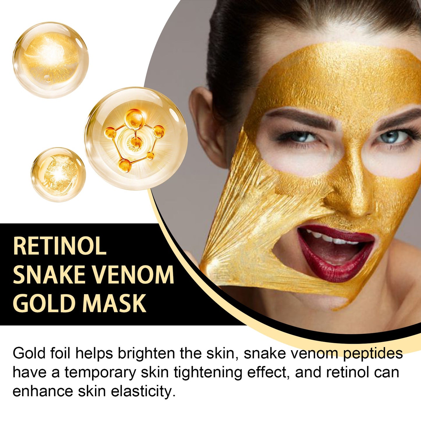 Retinol Snake Venom Gold Mask, Clear Skin, Tighten Pores, Brightening, Rejuvenating And Hydrating Mask - Korvel