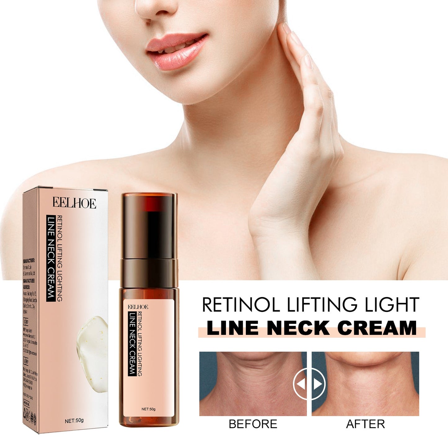 Retinol Anti-Wrinkle Neck Cream, Lighten Neck Lines Moisturizing, Hydrating, Firming And Brightening Skin Neck Cream - Korvel