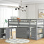 Low Study Twin Loft Bed with Cabinet and Rolling Portable Desk - Gray (OLD SKU :LP000113AAE) - Korvel
