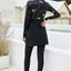 Printed Turtleneck Long Sleeve Swim Set