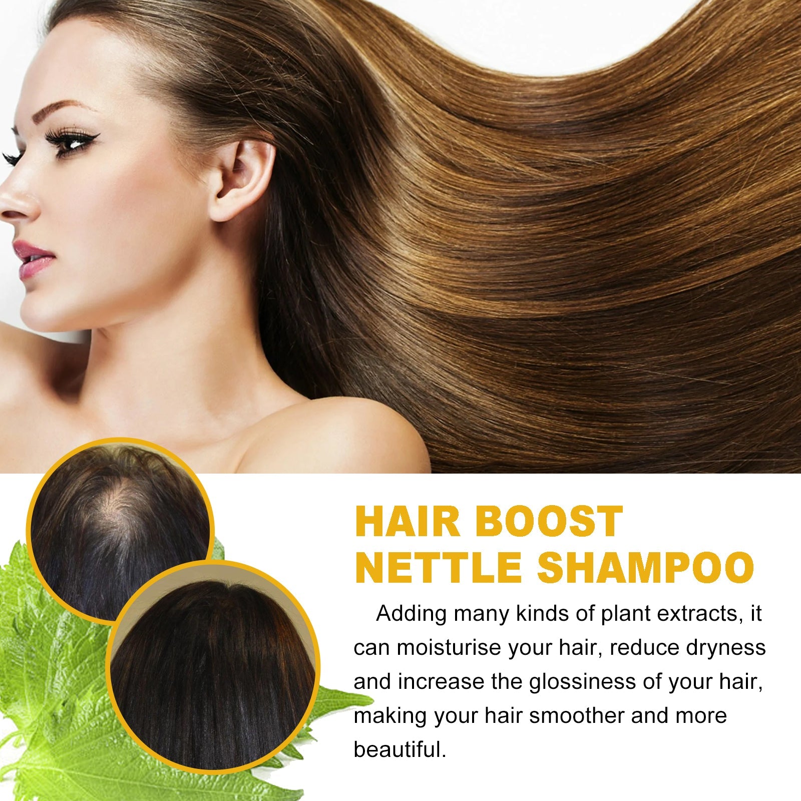 WIYUN Hair Boost Nettle Shampoo, Deep Cleansing Scalp Moisturizing Repair Solid Hair Dense Anti-Fall Smoothing Hair Care Shampoo - Korvel