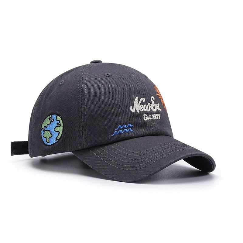 Letter Embroidery Fashion Outdoor Curved Brim Baseball Hat Versatile Simple Cross border Sunscreen Women's Black Cap - Korvel