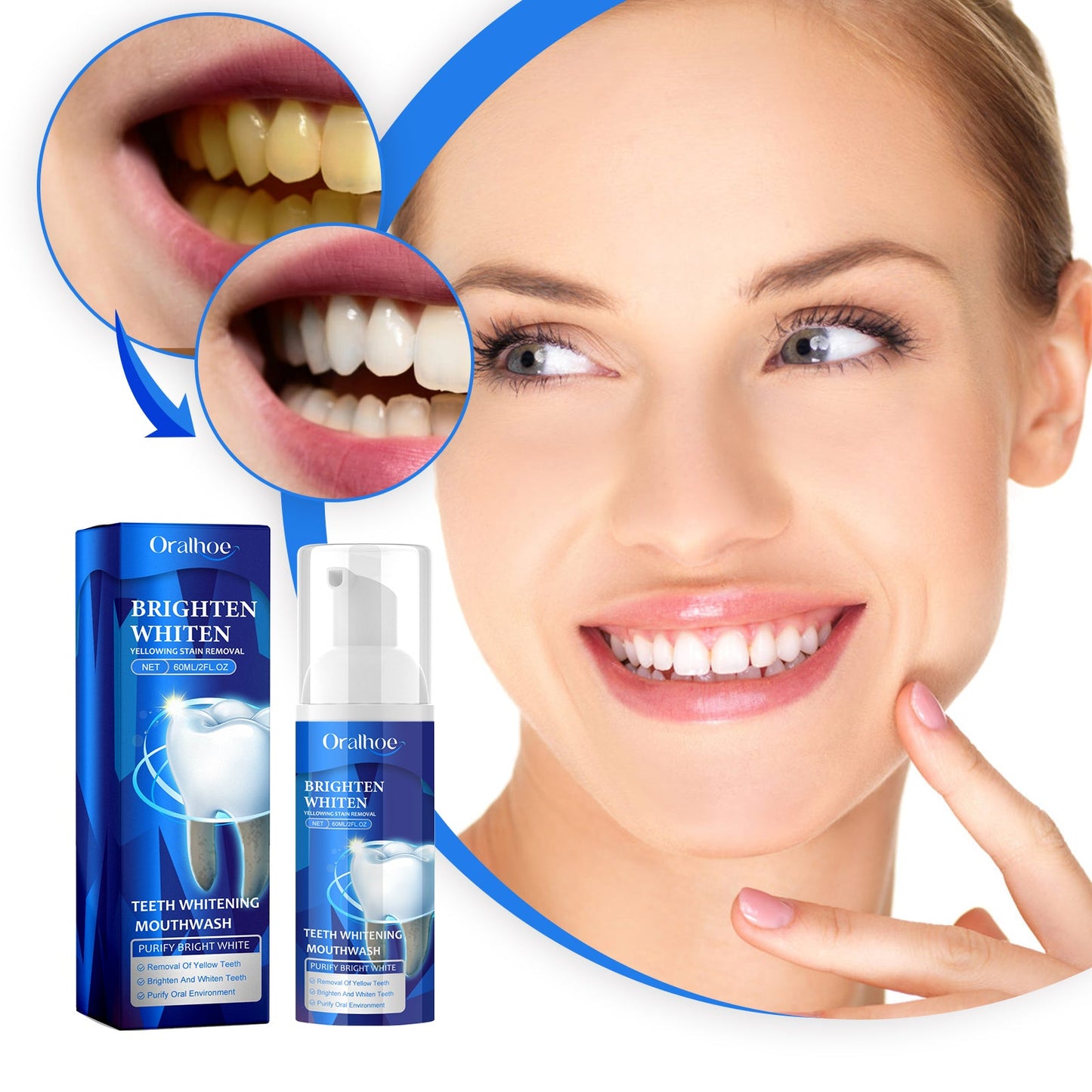 Enjuague bucal blanqueador premium para un aliento fresco