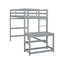 Twin High Loft Bed with Ladder landing Platform, Ladders, Guardrails,Grey - Korvel