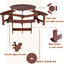 6-person circular picnic table with 3 built-in benches, umbrella holes, outdoor tables and chairs brown bench set - Korvel