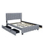Queen Size Velvet Upholstered Platform Bed with 2 Drawers and 1 Twin XL Trundle- Gray - Korvel