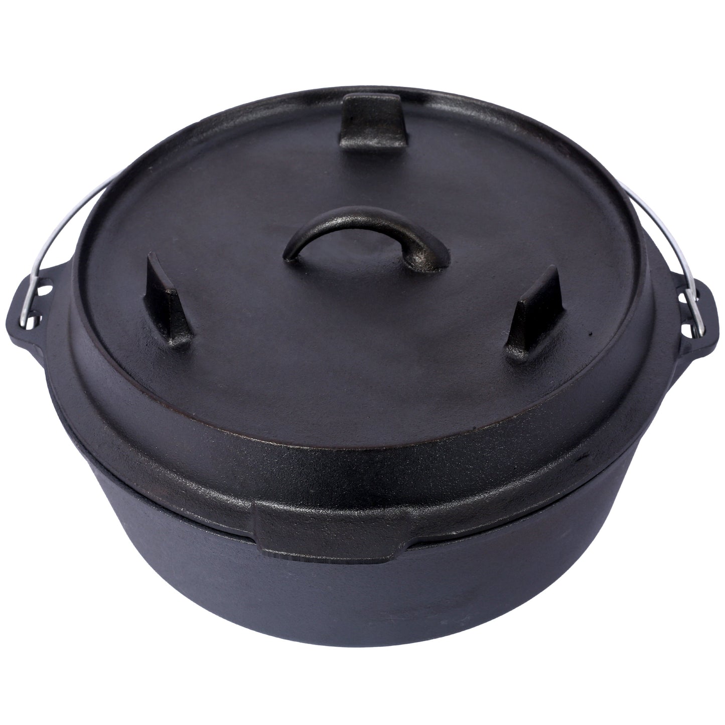 Cast iron Dutch oven with lid, outdoor camping deep pot, used for camping, cooking, barbecue and leg rest, 4.5 quarts - Korvel