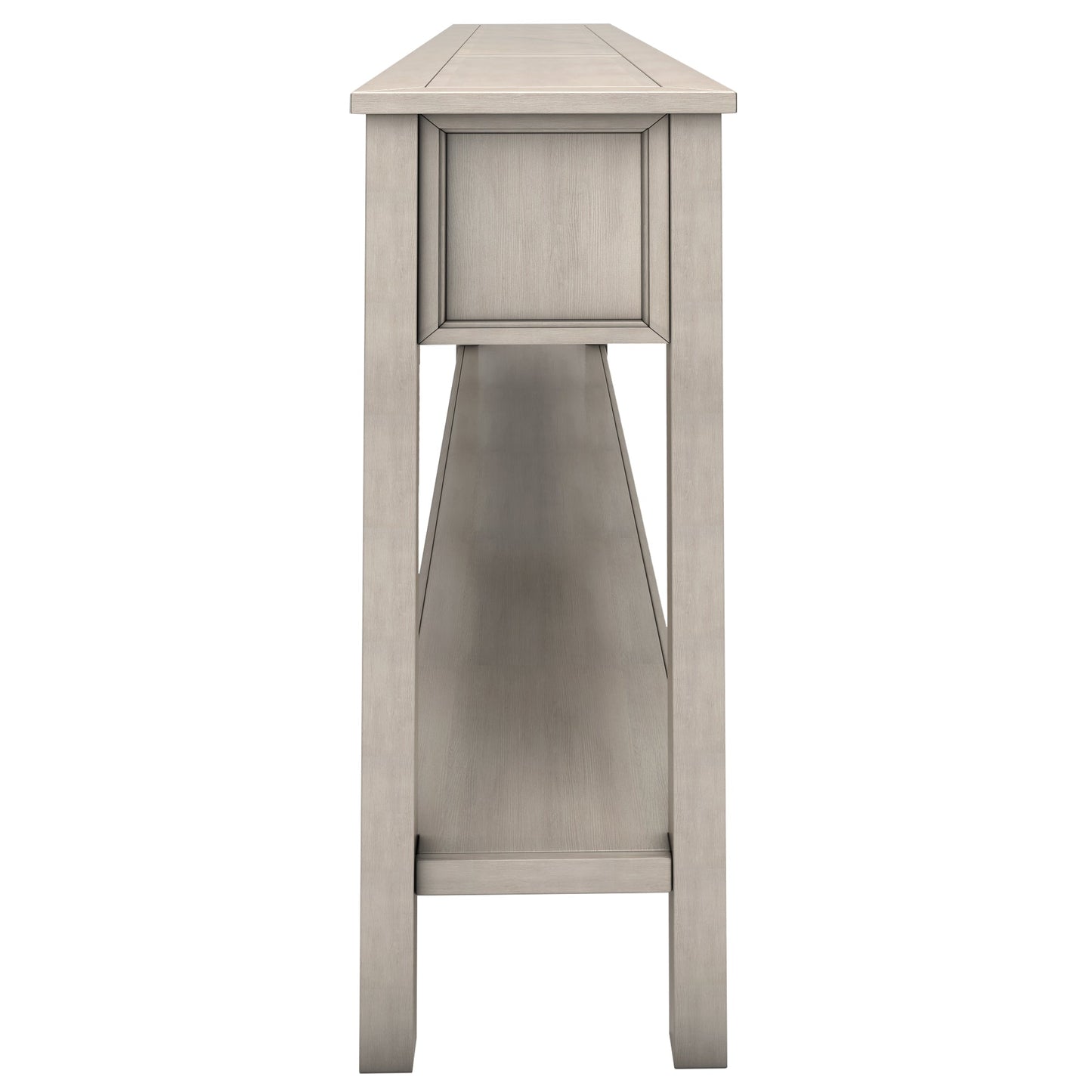 TREXM Rustic Entryway Console Table60" Long Sofa Table with two Different Size Drawers and Bottom Shelf for Storage (Gray Wash) - Korvel