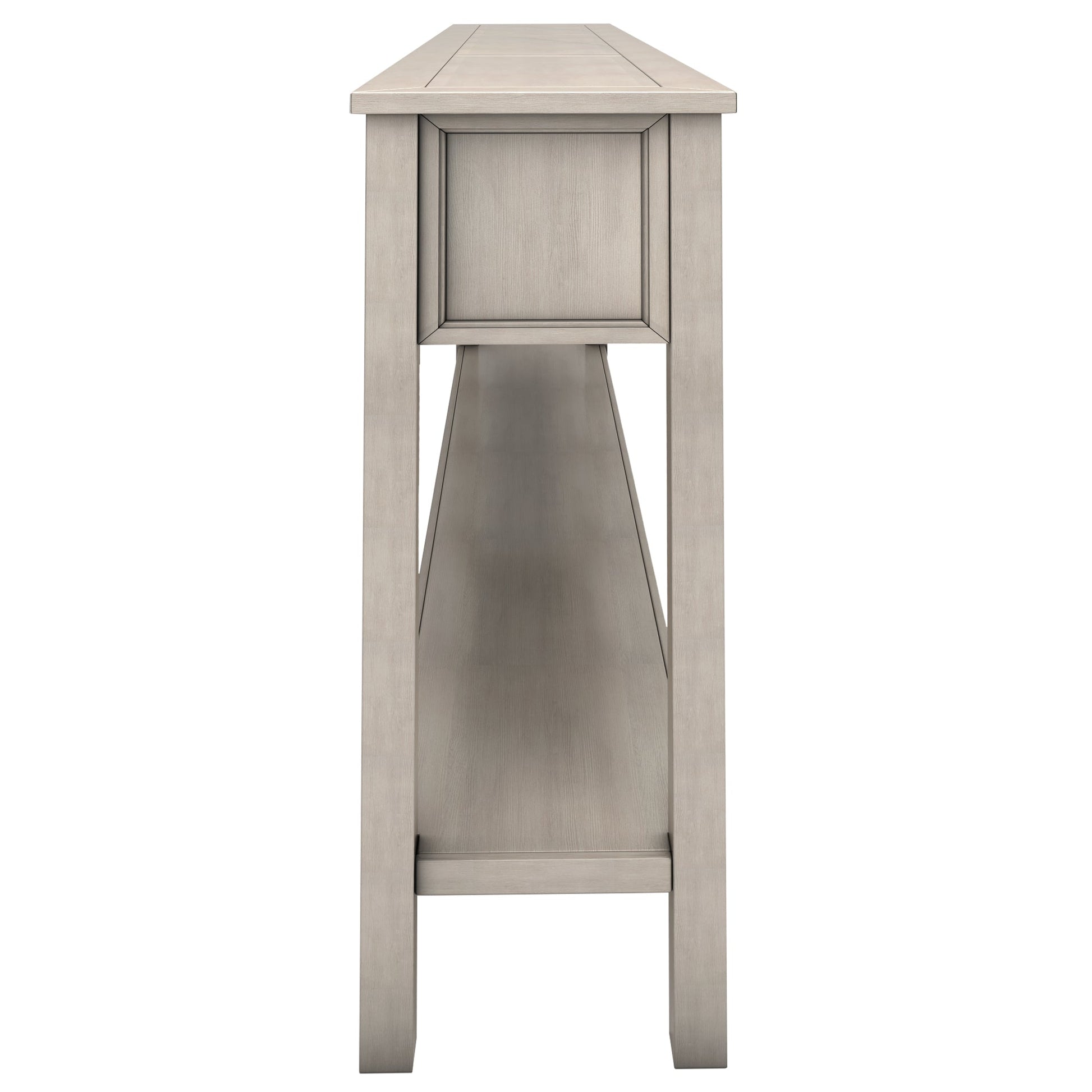 TREXM Rustic Entryway Console Table60" Long Sofa Table with two Different Size Drawers and Bottom Shelf for Storage (Gray Wash) - Korvel
