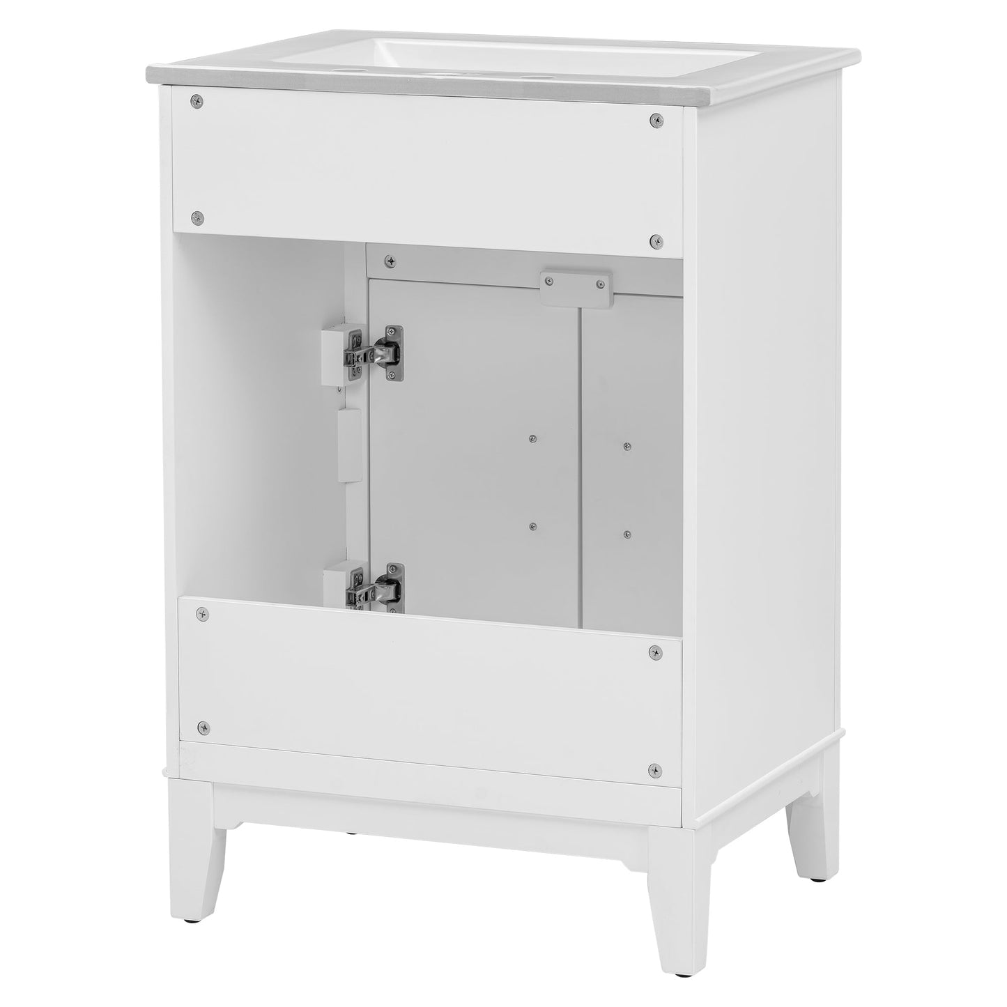 24" Bathroom Vanity with Sink, Bathroom Vanity Cabinet with One Flip Drawer and Doors, Solid Wood and MDF, White - Korvel