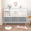 Kids bookcase with Collapsible Fabric Drawers Children's Book Display Toy Storage Cabinet Organizer White/Gray - Korvel