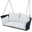 GO 51.9" 2-Person Hanging Seat, Rattan Woven Swing Chair, Porch Swing With Ropes, Black Wicker And White Cushion - Korvel