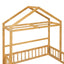 Wooden Full Size Children's Bed with Detachable Headboard and Integrated Clothes Drying Rack, Natural - Korvel