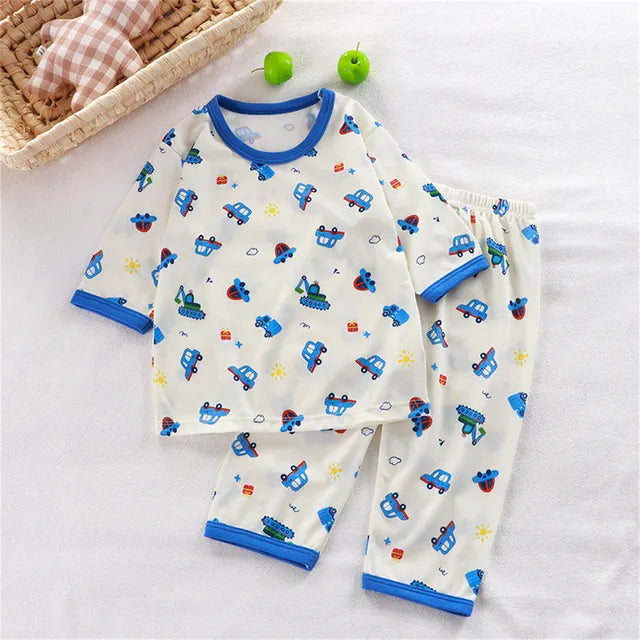 hibobi 2-Piece Children Air-Conditioning Clothing Summer Home Clothes Three-Quarter Sleeve Underwear Set Baby Pajamas Tracksuit - Korvel