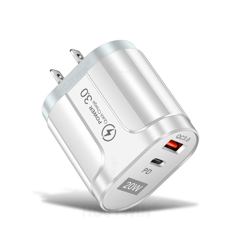 PD20W Mobile Fast Charging Charger 5V4A US, European, and British Standard Speed Matching Device PD+QC3.0 Travel Charging Head - Korvel
