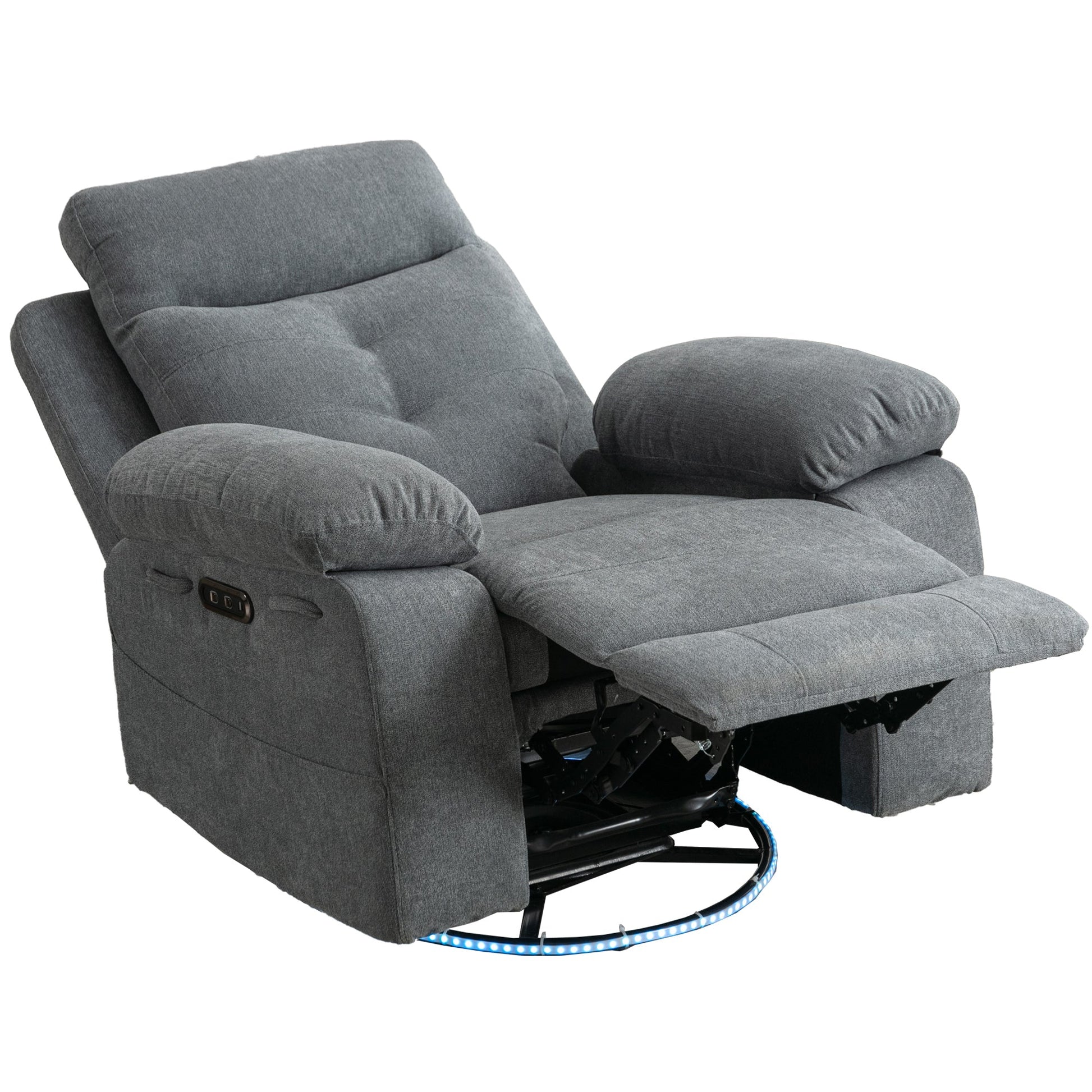 270 degree rotating electric recliner speaker with LED light, USB+C charging port, extendable foot pedal, adjustable backrest - Korvel
