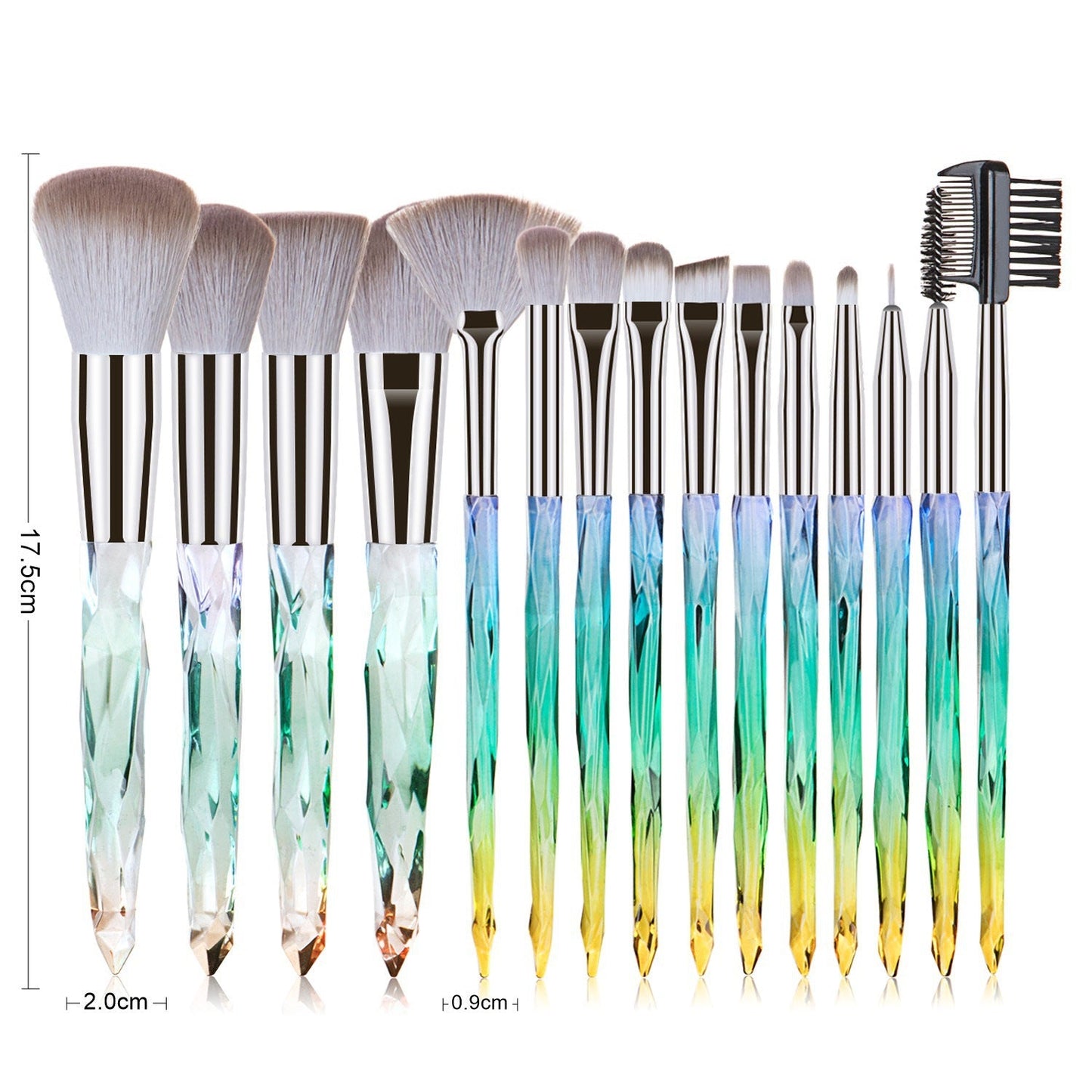 15 pcs Makeup Brushes Diamond Crystal Handle Makeup Tools Foundation Eyeshadow Brush - Korvel