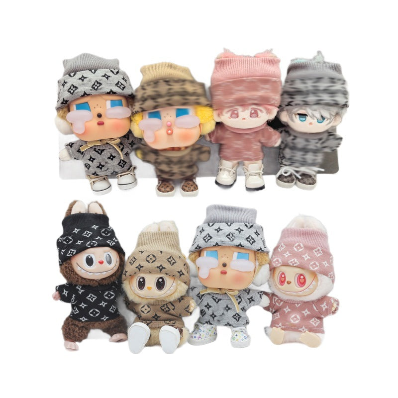17cm Labubu First and Second Generation Blind Box 10cm Cotton Crying Doll Clothes Knitted Printed Hat - Korvel