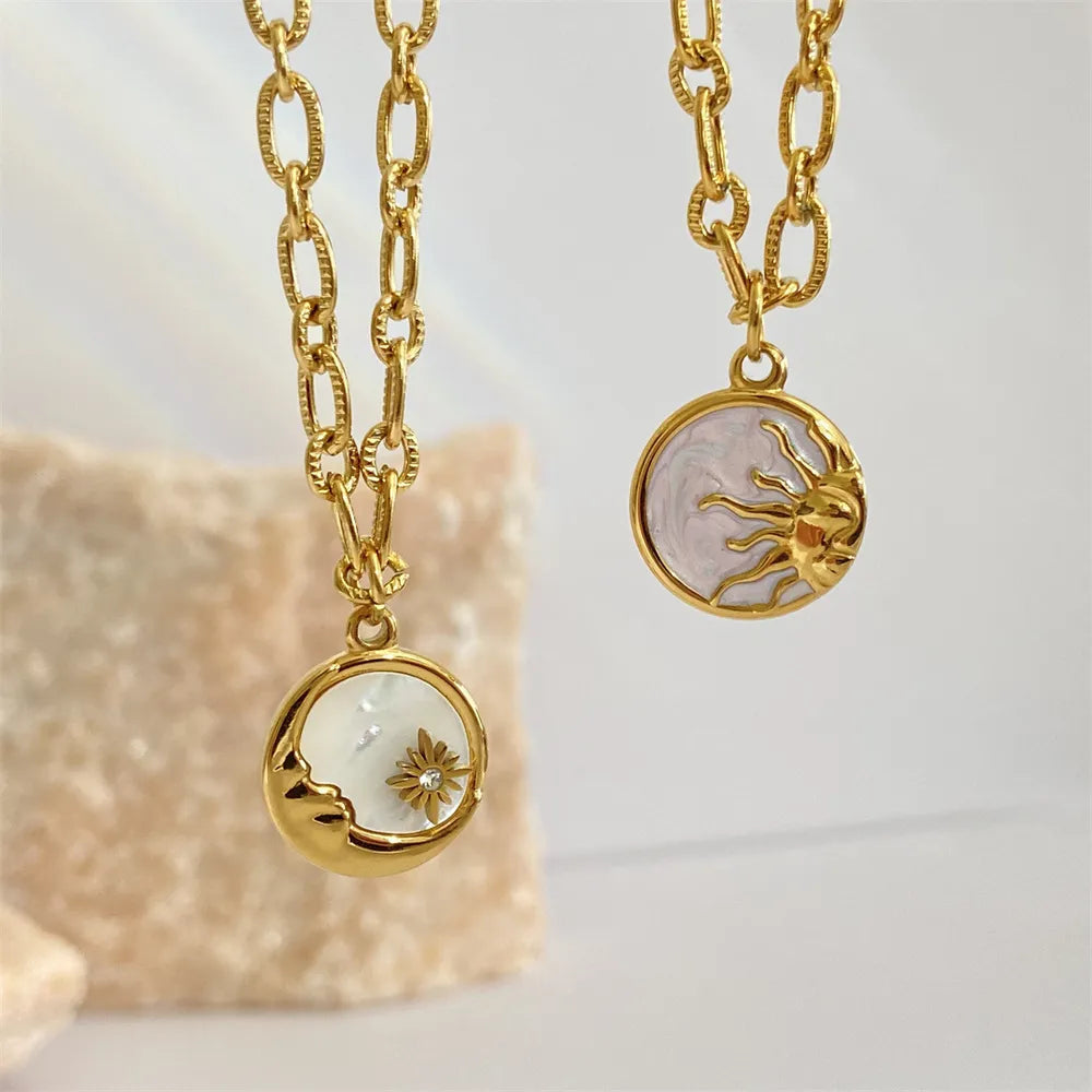 Titanium Steel Sun & Moon Necklace - Korvel