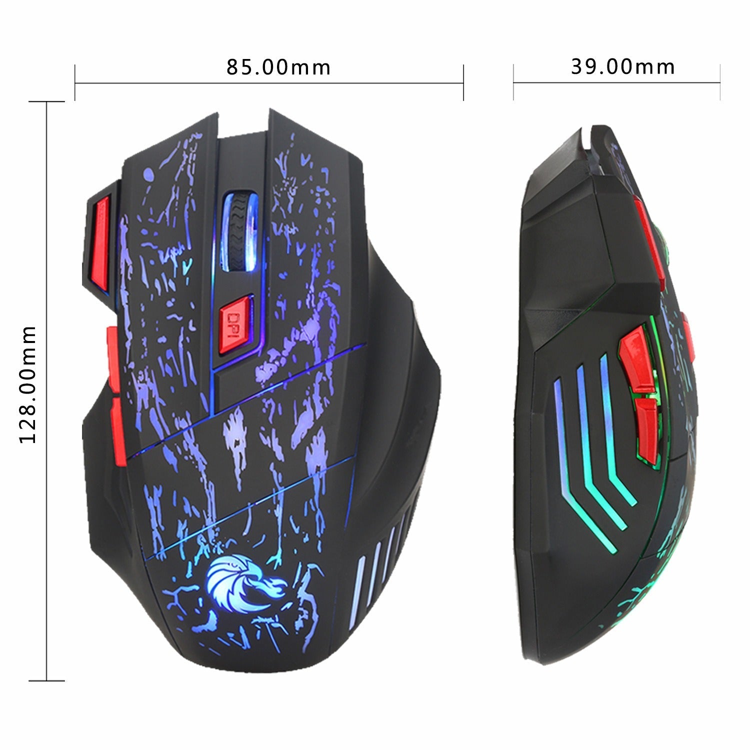 Flowing Crack Colorful Luminous Gaming Mouse Wired Blaze Bird Mouse - Korvel