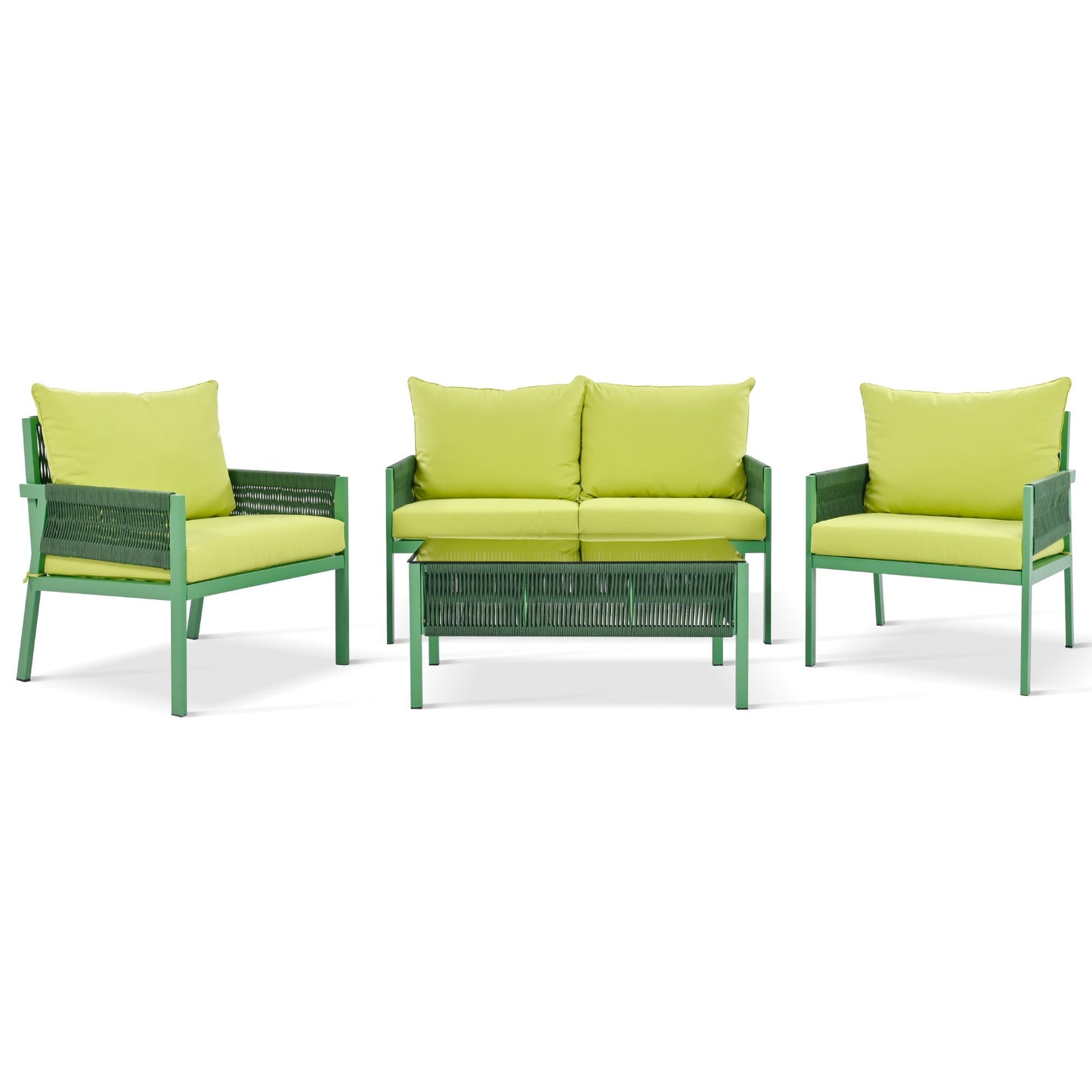 Ensemble de meubles d'extérieur premium avec table en verre trempé