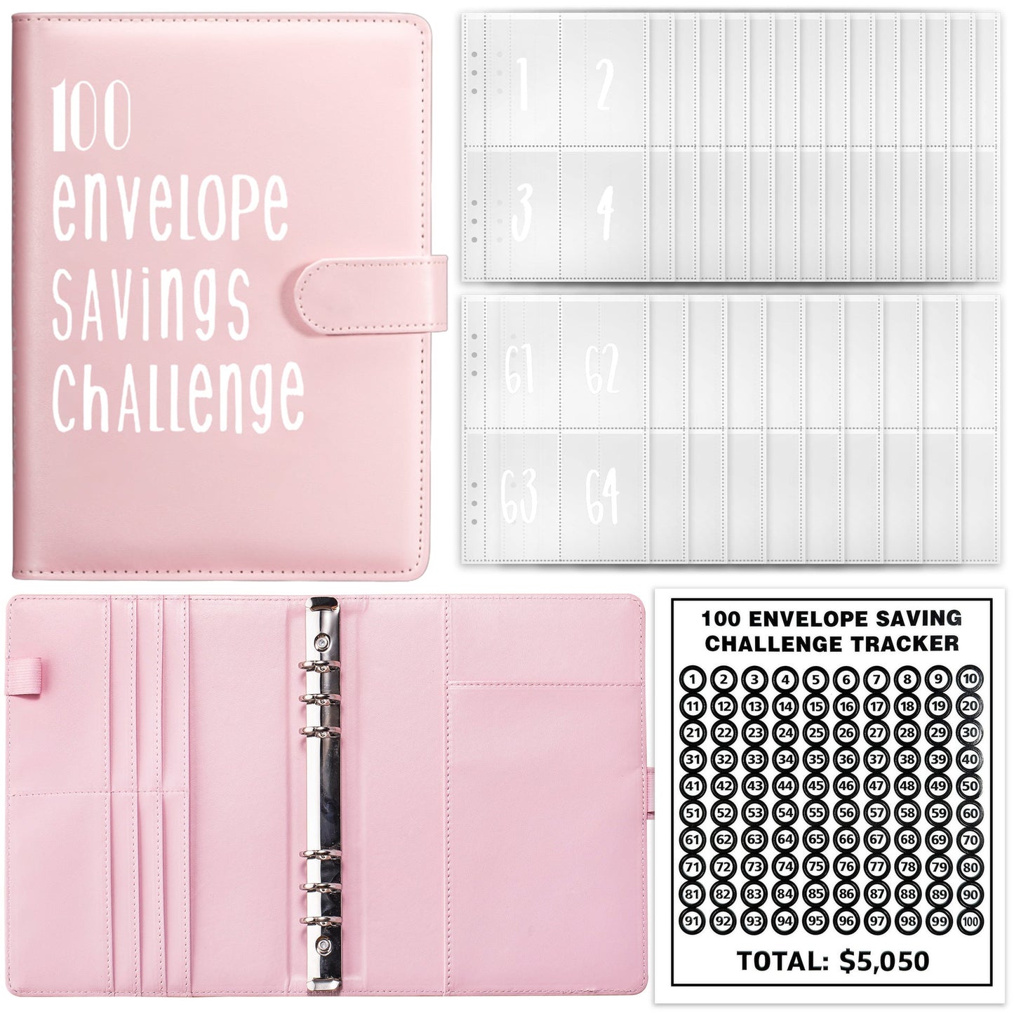 100 Day Challenge Loose leaf Notebook Couple's Savings Notebook Money Saving Envelope Budget Savings Notebook Notepad - Korvel