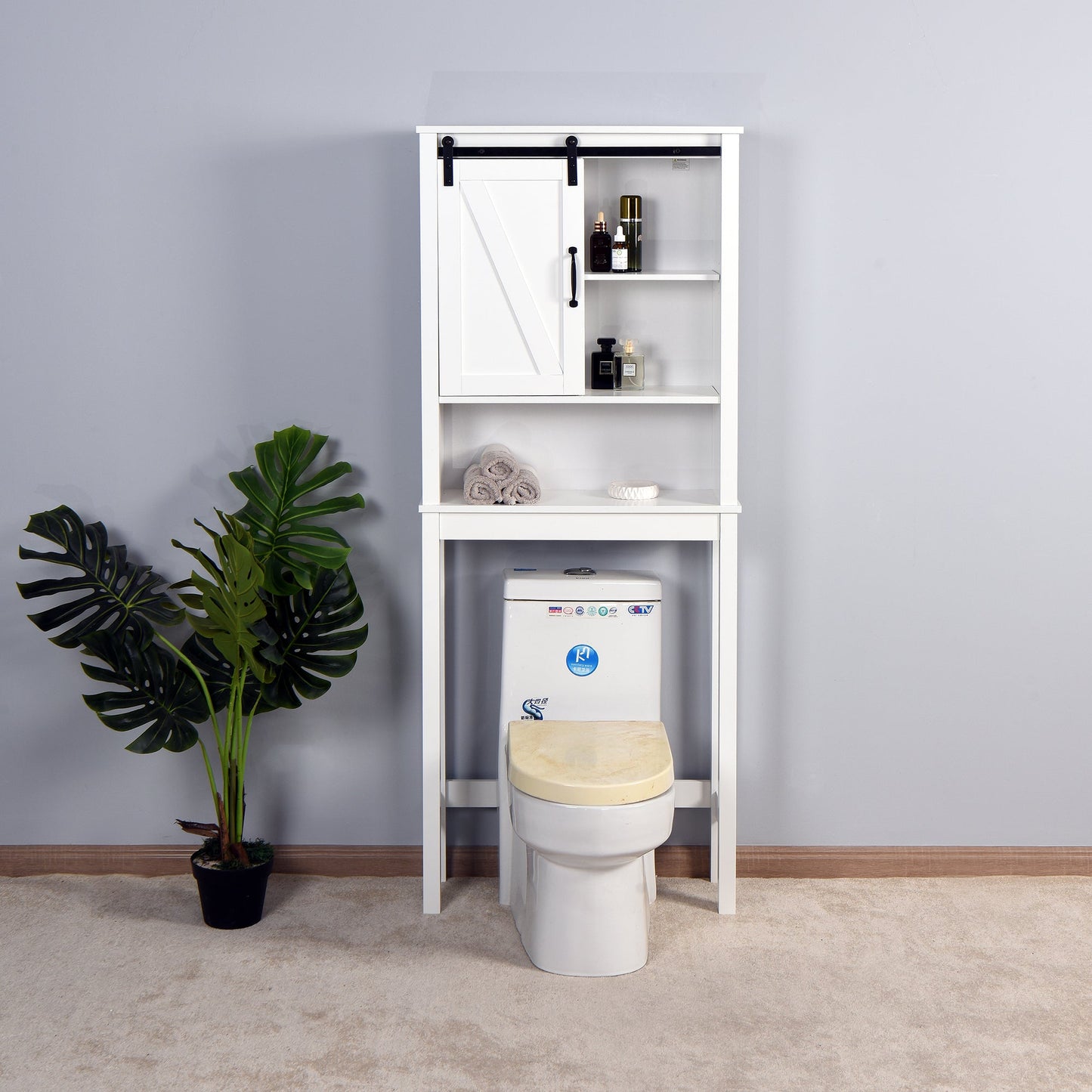 Elegant Over-the-Toilet Storage Cabinet with Adjustable Shelves
