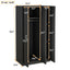 Elegant 3-Door Wardrobe with Mirror and Shelves in Black
