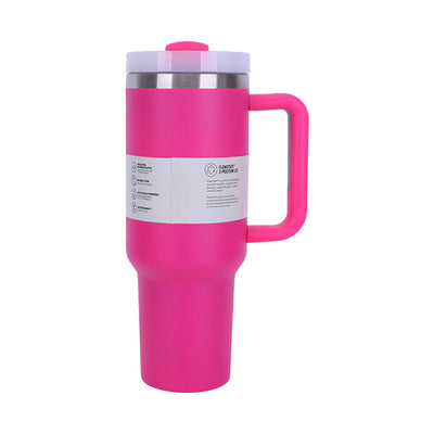 40 oz Insulated Tumbler with Straw, Handle & Lid – Stainless Steel, Hot & Cold Drinks, Fits Car Cup Holders - Korvel