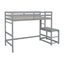 Twin High Loft Bed with Ladder landing Platform, Ladders, Guardrails,Grey - Korvel