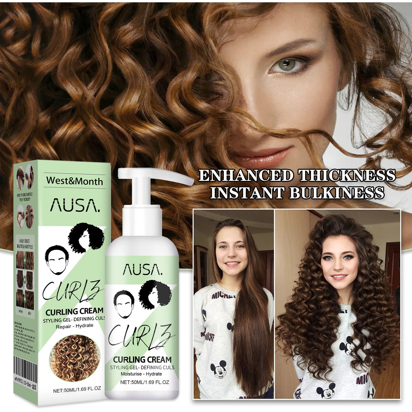 Curly Hair Elastin, Moisturizing Curly Hair Styling Fluffy Elastic Strong Hair Smoothing Frizz And Hair Care - Korvel