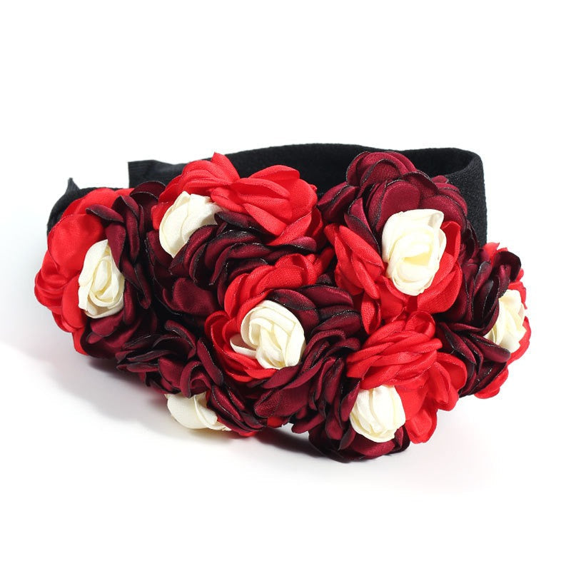 Fashionable design side three-dimensional flower handmade fabric headband headband - Korvel