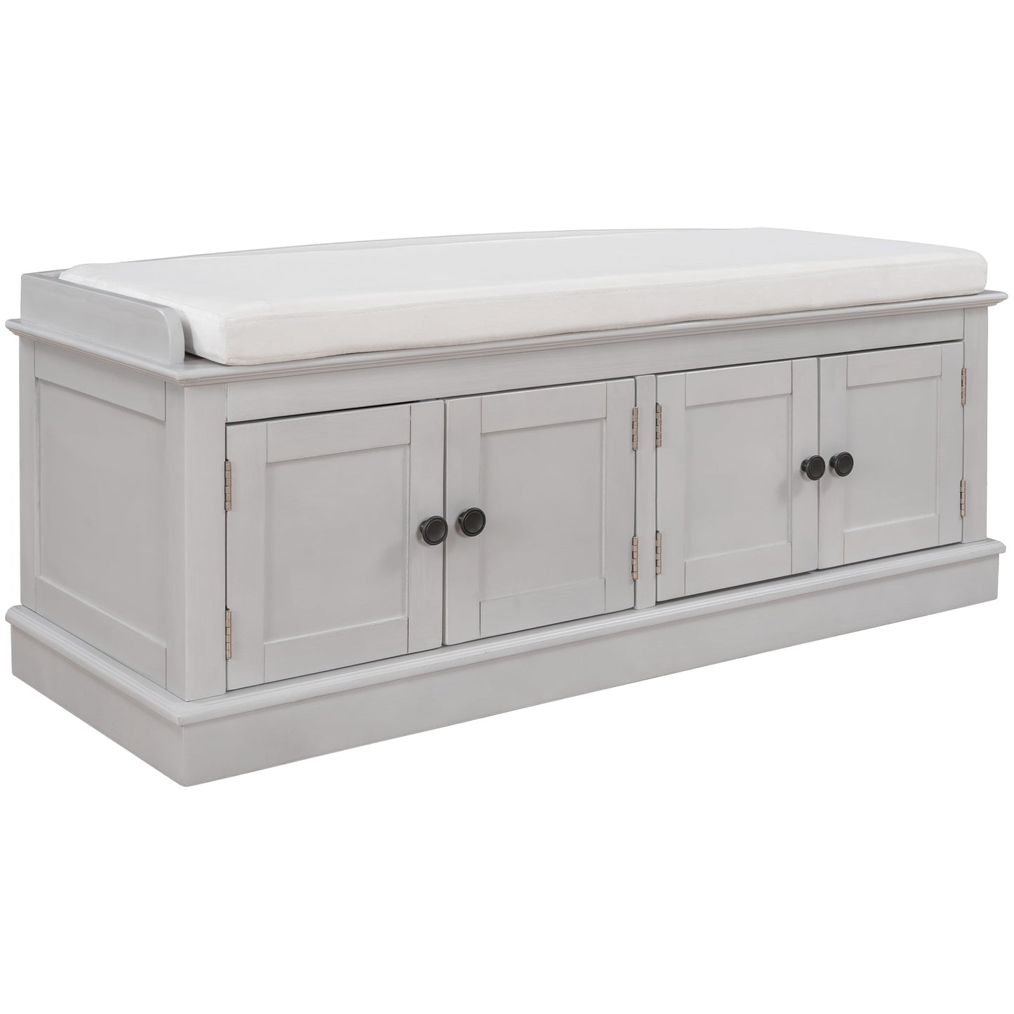 TREXM storage table with 4 doors and adjustable shelves and detachable cushioned shoe stand(Gray Wash) - Korvel