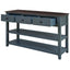 Retro Design Console Table with Two Open Shelves, Pine Solid Wood Frame and Legs for Living Room (Navy) - Korvel