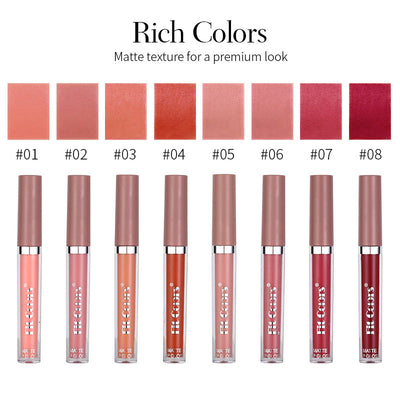 Fit Colors Matte Non-Stick Cup Lip Gloss Not Easy To Fade Matte Liquid Thin Tube Lipstick 8 Color Set Box - Korvel