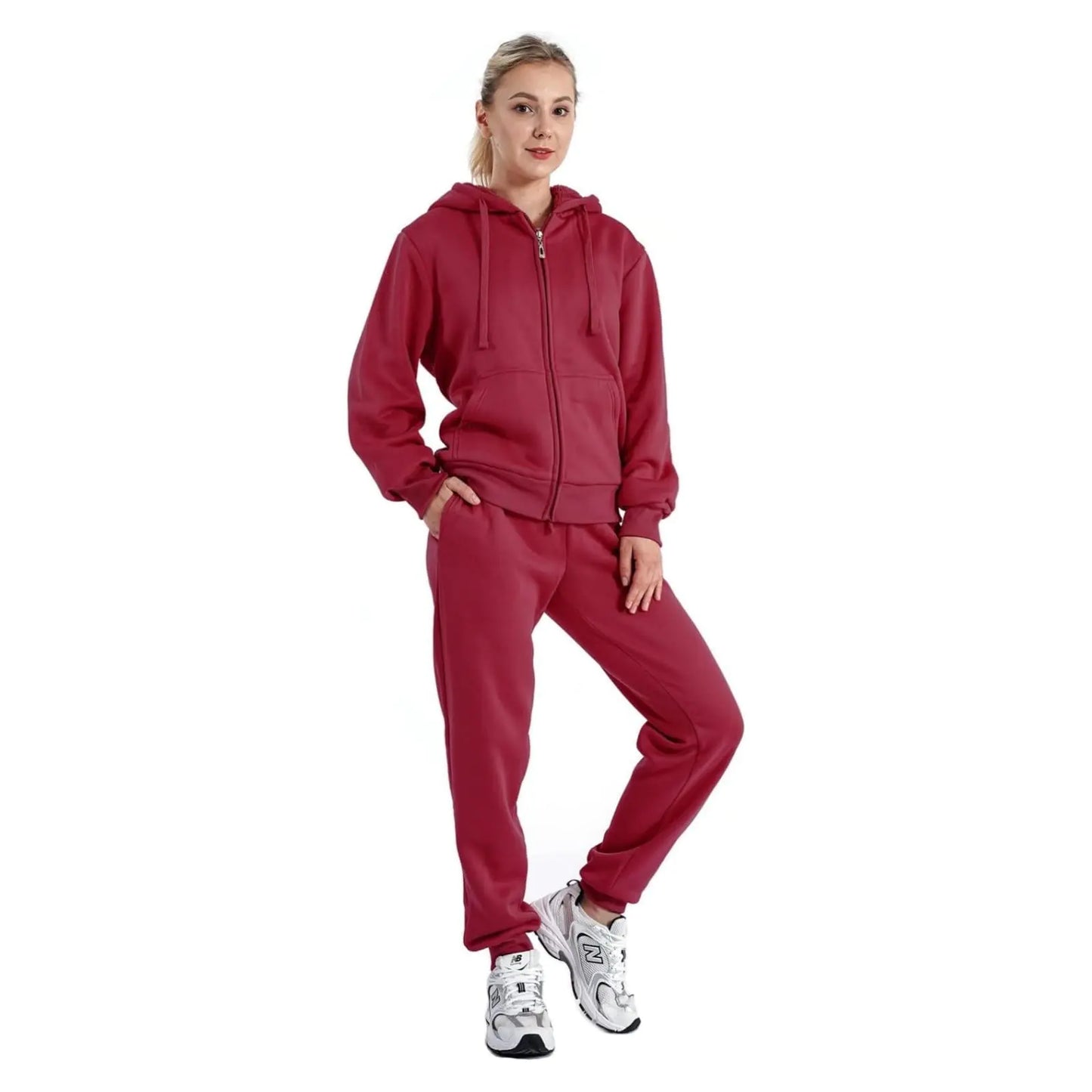 Ensemble de jogging pour femmes LeeHanTon avec doublure en sherpa - Chaud et élégant
