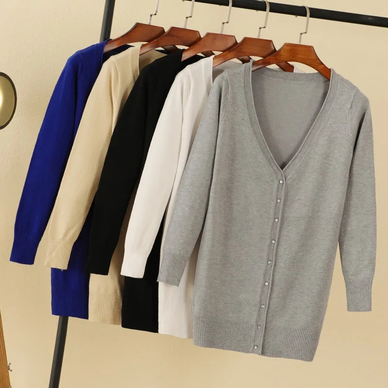 V-Neck Women's Cardigan - Timeless Style & Comfort