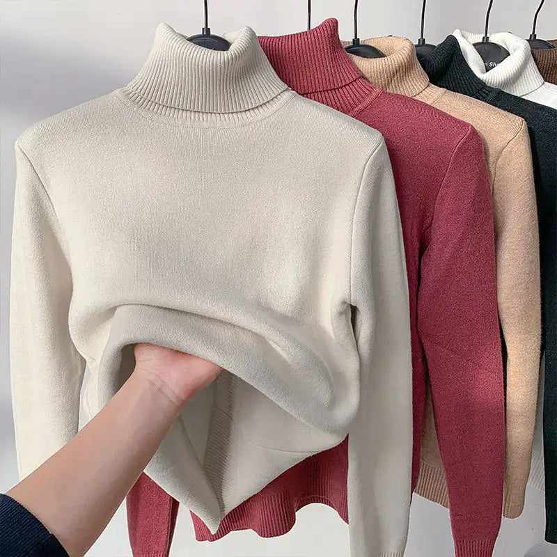 Pull-over à col roulé pour femmes automne hiver