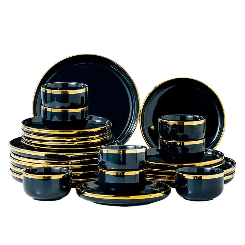 Elegant Blue Porcelain Dinner Plates