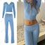 Ensemble de Haut Court à Capuche Tricoté Chic et Pantalons
