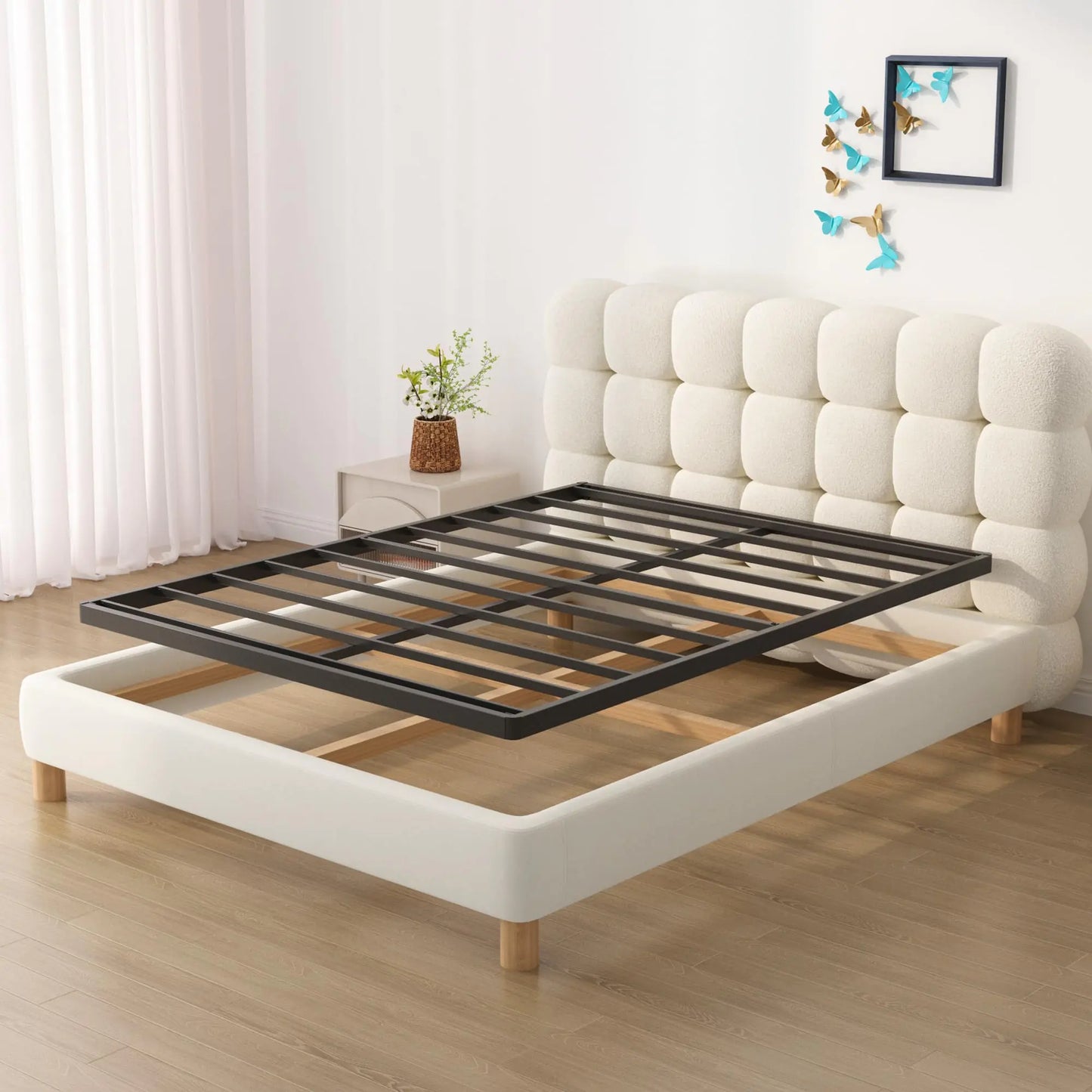 Upcanso King Box Spring Bed Base - Low Profile Metal Foundation