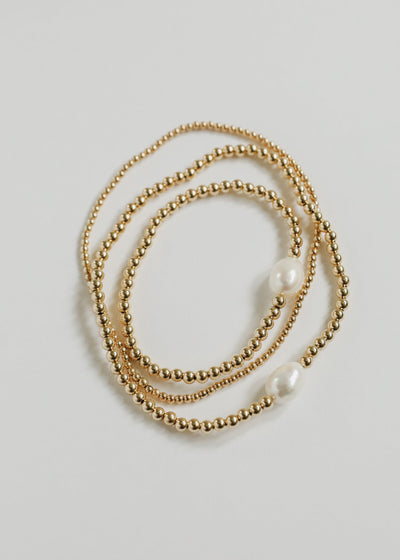Bracelet de cheville extensible en perles dorées 14K