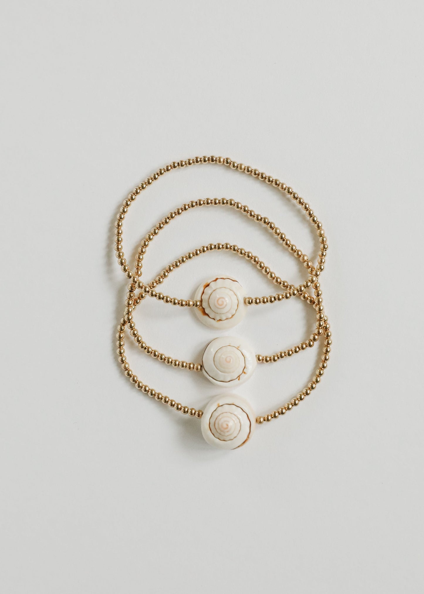 Delicada Pulsera o Tobillera de Concha Marina de Oro de 14K