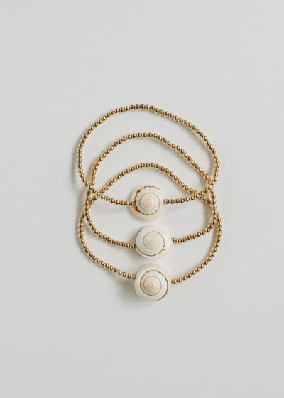 Delicada Pulsera o Tobillera de Concha Marina de Oro de 14K
