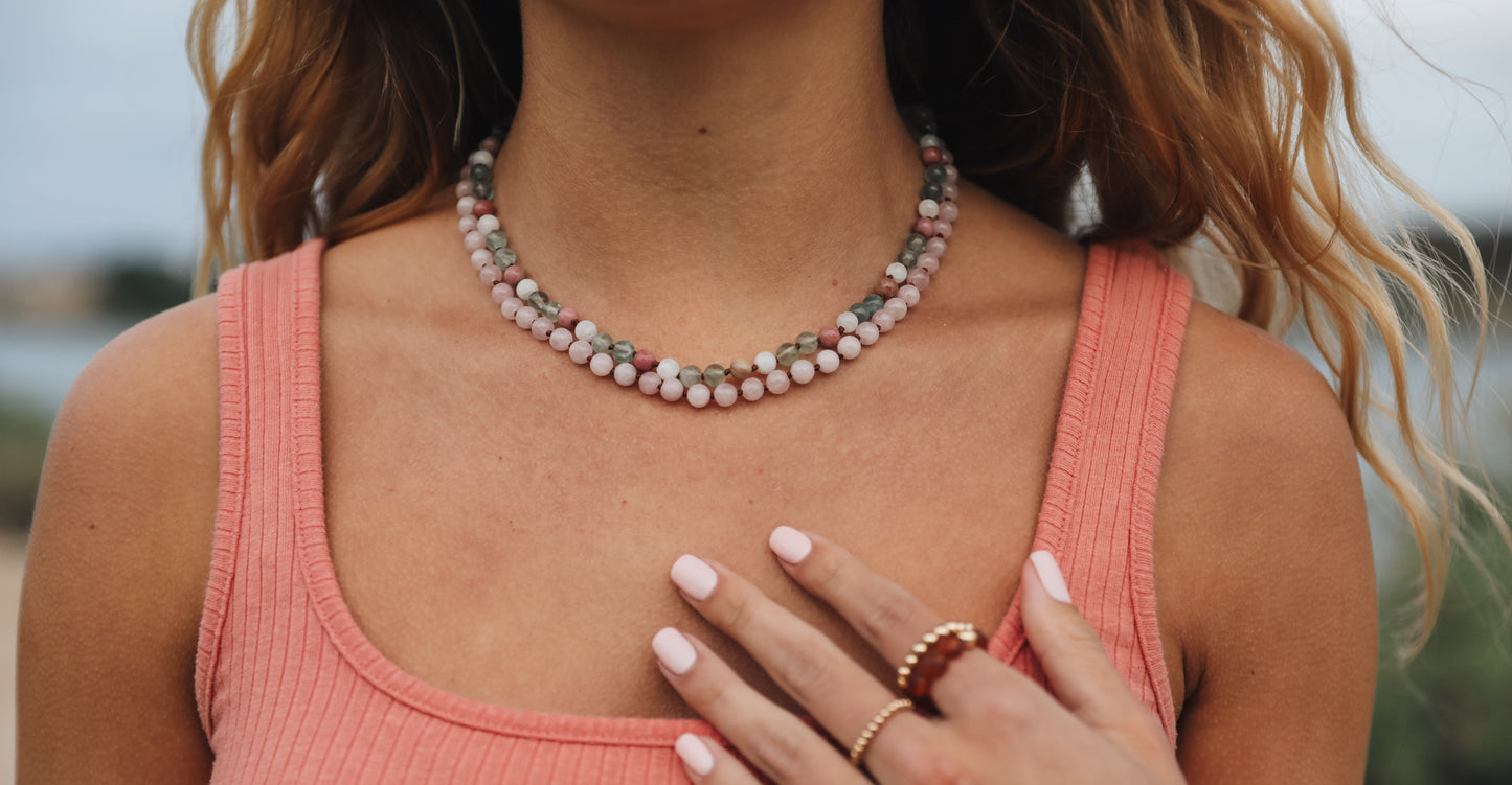 Pure Gemstone Natural Rose Quartz Beaded Necklace