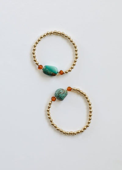 Natural Turquoise & Baltic Amber 14K Gold Filled Bracelet