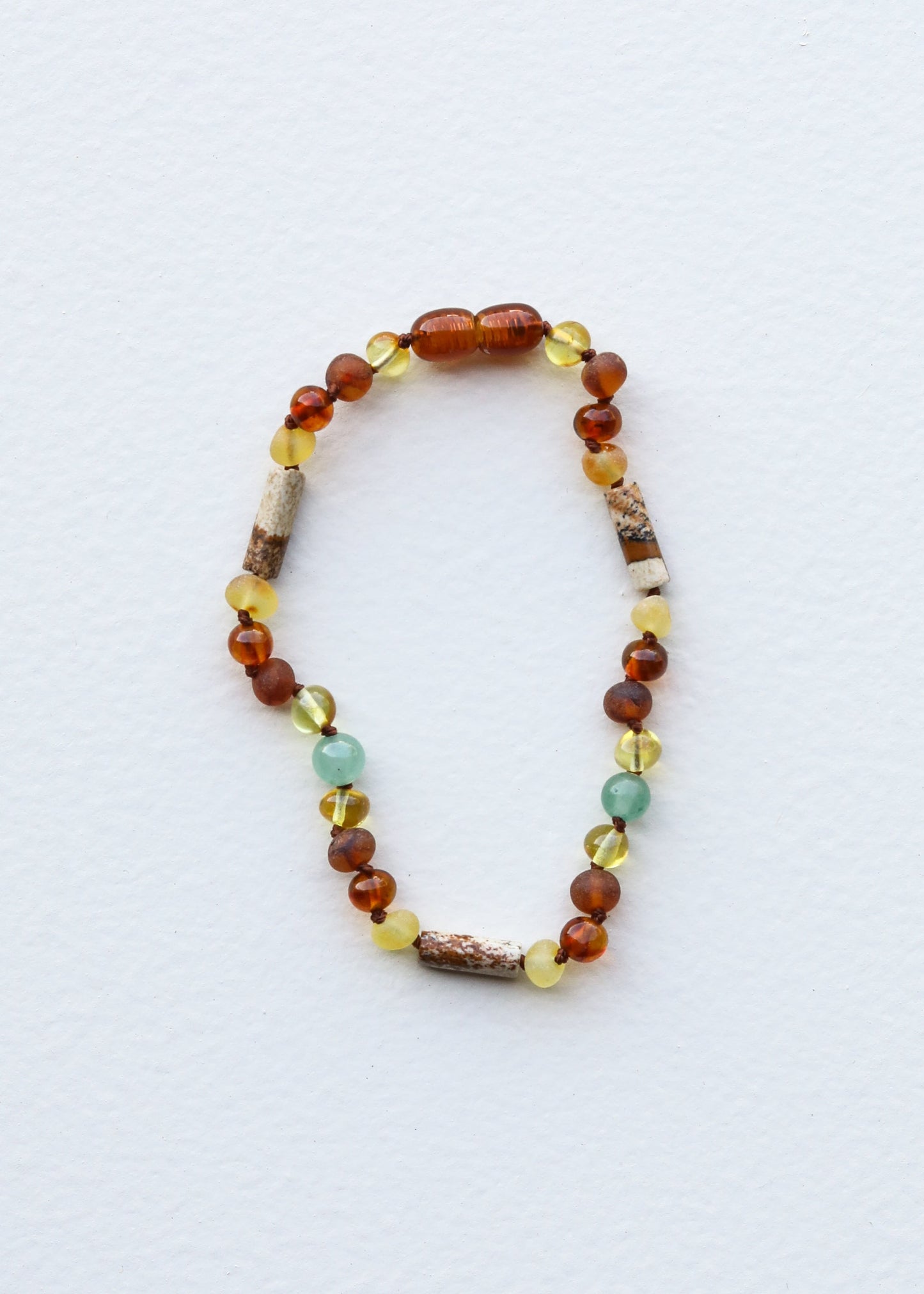 Baltic Sea Amber + Aventurine + Striped Agate || Necklace - Korvel
