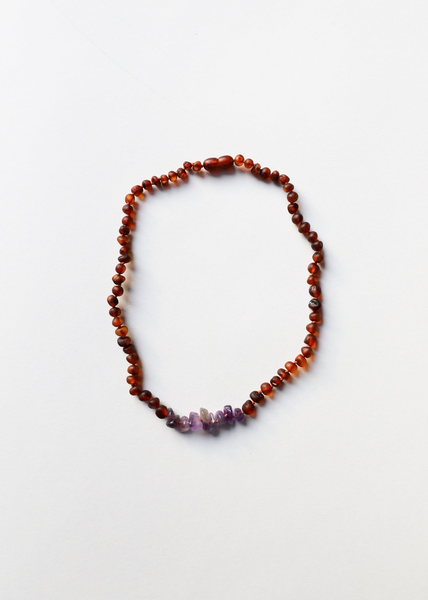 Raw Cognac Baltic Amber + Raw Amethyst || Necklace - Korvel