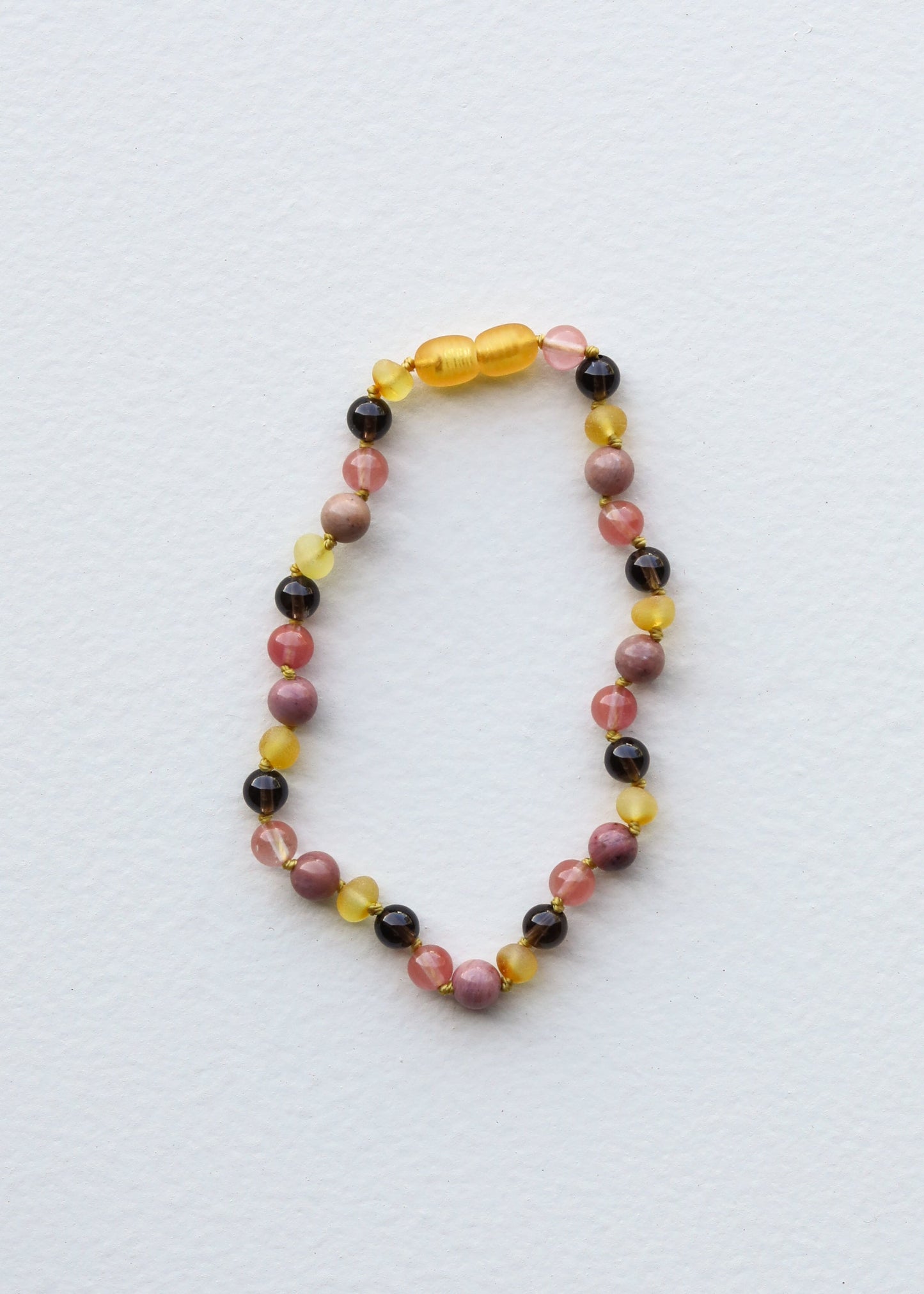 Raw Honey Baltic Sea Amber : Smokey Quartz + Rhodonite|| Anklet or Bracelet - Korvel